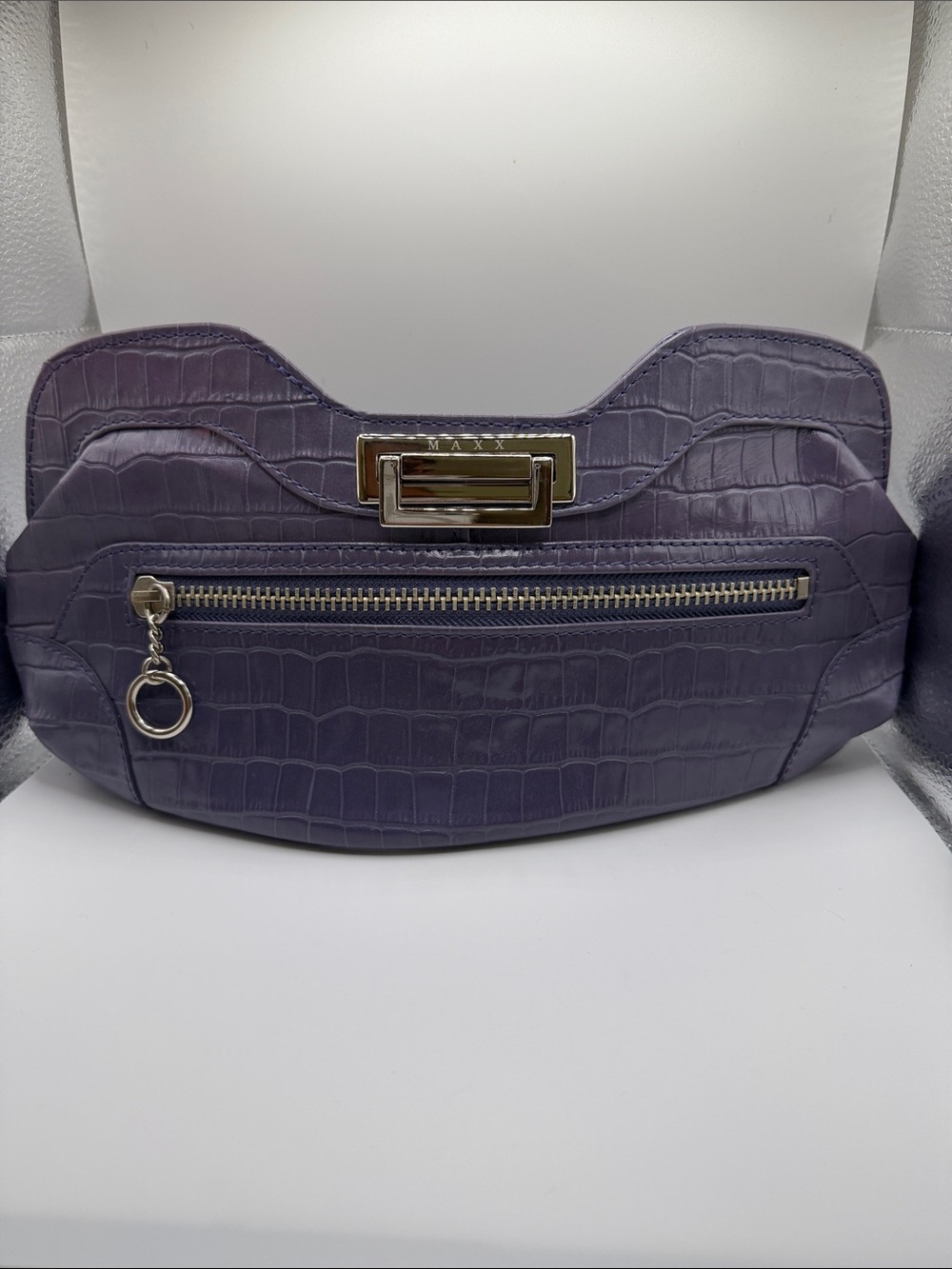 Maxx New York Purple Croc-Embossed Wristlet Clutch - Picture 6 of 7
